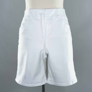 Justice Sz 18 White Fabric Drawstring Long Shorts
